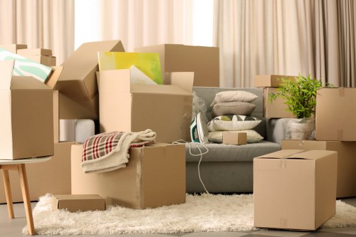 International moving truck with organised household items