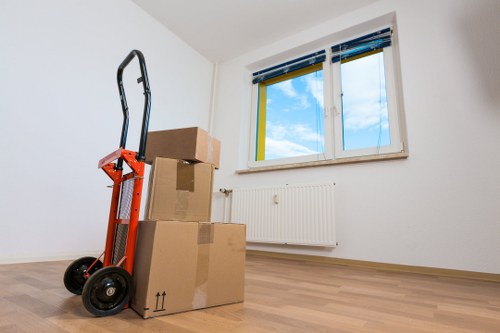 Packed boxes and household items ready for a home move in Germany