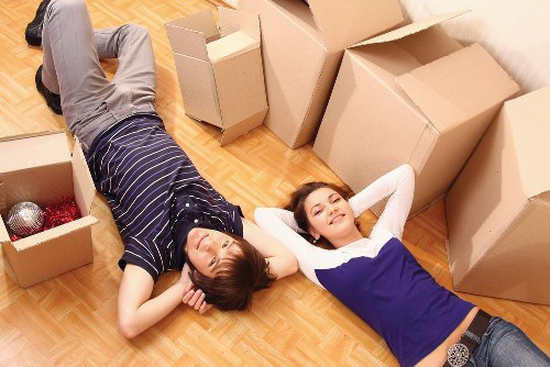 Office relocation team loading equipment for a business move in Germany