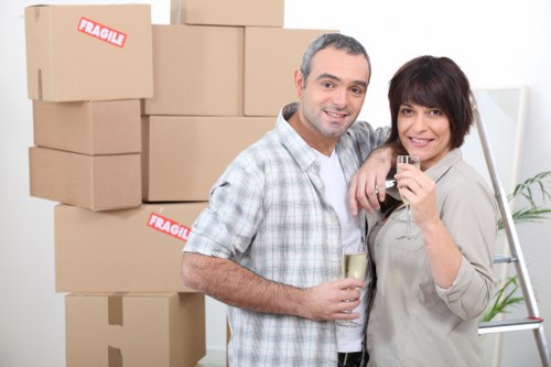 Moving van and household items prepared for a removal service in Germany